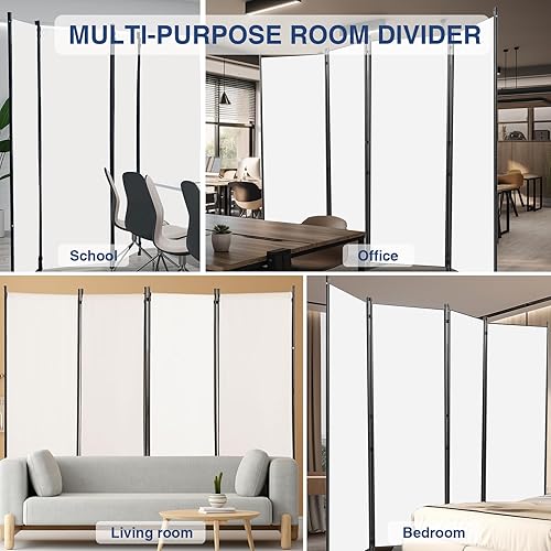 Miniatura 3 de Divisor de habitación de 4 paneles, divisor de pared plegable de privacidad para separación de habitaciones, divisiones de habitación independientes