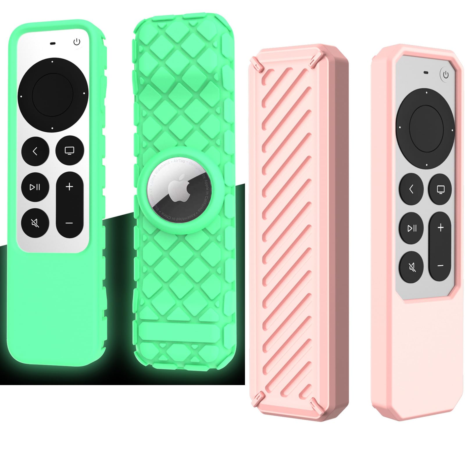 [2 Pack] Remote Case for Apple 4K TV Siri 3rd 2022 4K HD TV Siri 2nd 2021 Remote Case Glow in Dark AirTag Applicable Silicone Shockproof Cover for 6th