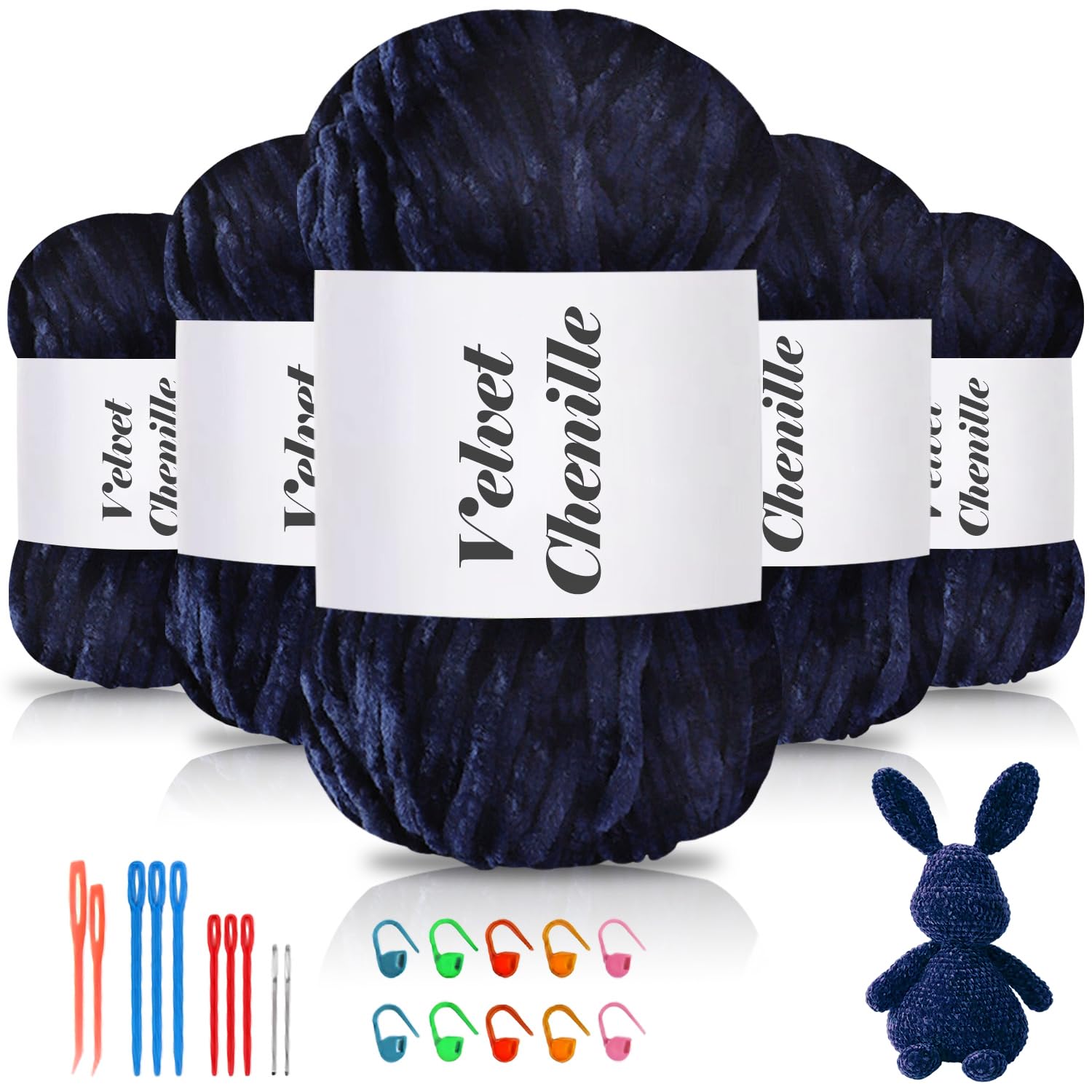 Laine veloutée pour bébé anti-irritation Maxee, fil chenille velours sans nœud avec crochets