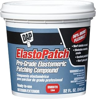 DAP ElastoPatch Flexible Patching Compound - Smooth Elastomeric Crack Filler for Drywall, Plaster, Masonry, 32 oz White