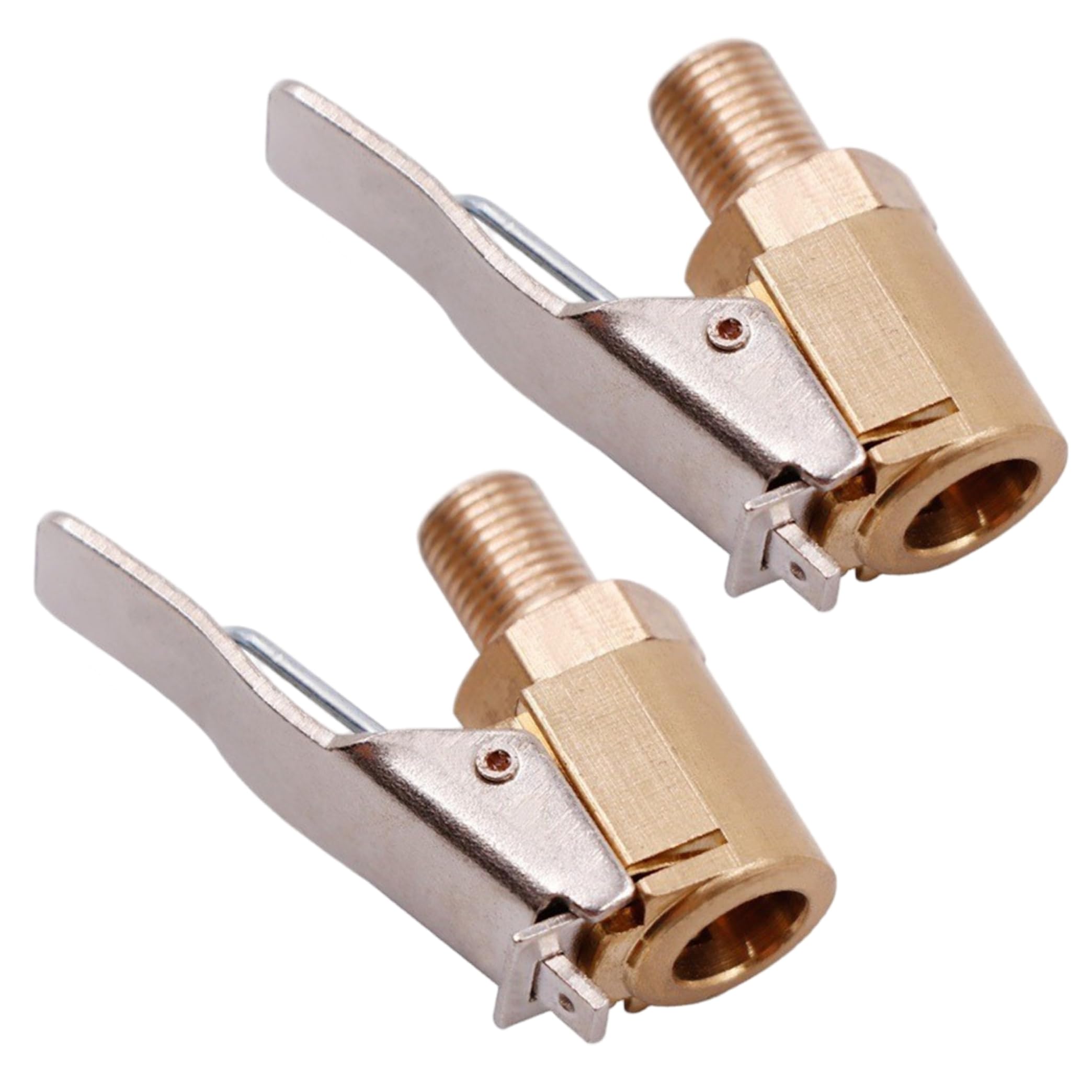 2Pcs Air Chucks for Tires, Brass Clip-On Air Chuck, Locking Quick Connect, Tire Inflator Nozzle Adapter Connect for Truck RV Auto Car Bikes Motorcycles Tire Lock On Chuck