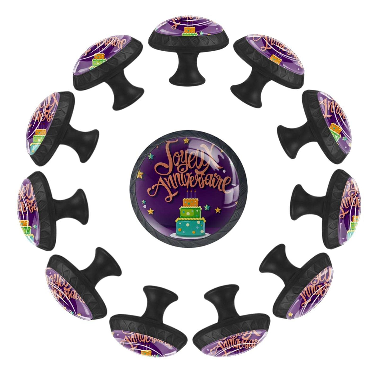 Boutons de tiroir Joyeux Anniversaire 35mm pour célébrer l'enfance dans leur salle de jeux