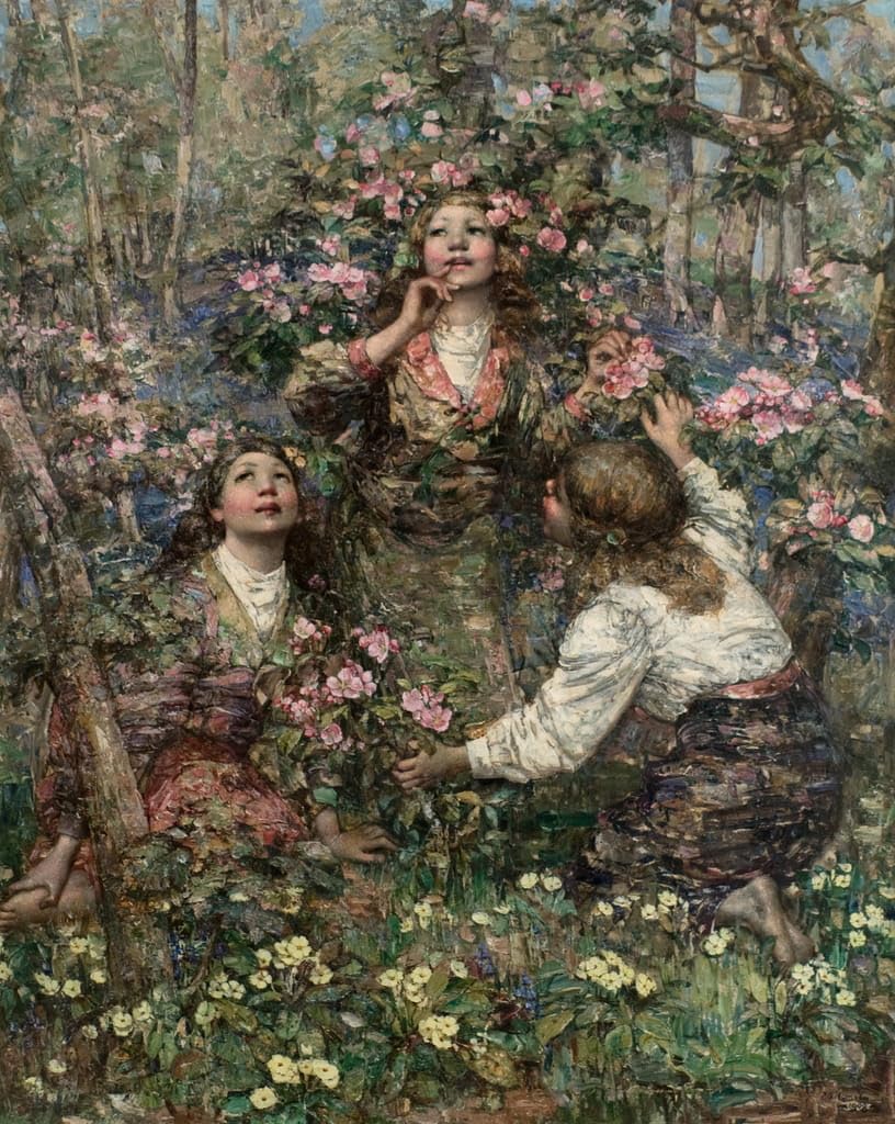 La chanson du merle d'Edward Atkinson Hornel Toile Imprimer Image d'Art