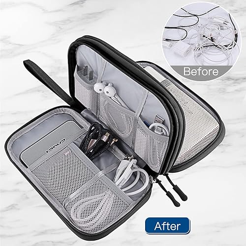 Miniatura 2 de HCFGS Organizador de cables de viaje, organizador de electrónica, bolsa de viaje portátil, impermeable, doble capa, bolsa de almacenamiento todo en