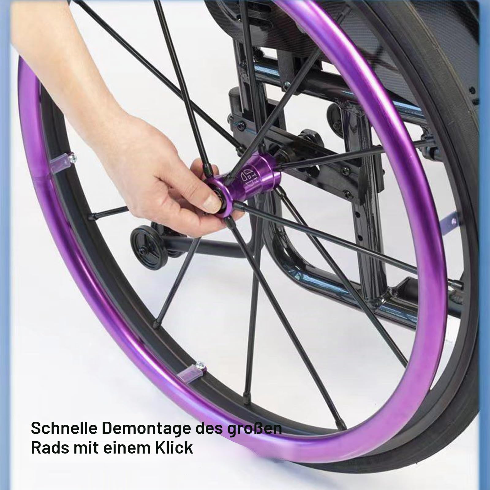 Sportrollstühle,Superleichter Rollstuhl mit Aluminiumrahmen, 12kg,Stoßdämpfender Faltbarer Rollstühle,Rollstühle mit Selbstantrieb,Belastbarkeit 100 Kg(Seat Width 40cm,Purple)