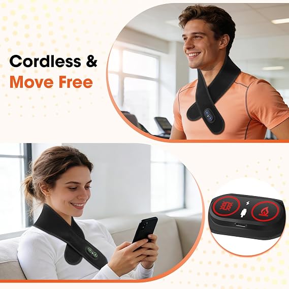 Cordless Neck Heating Pad for Pain Relief,Electric Heated Neck Wrap,3000mAh Battery Heated Neck Brace,Rechargeable Neck Warmer