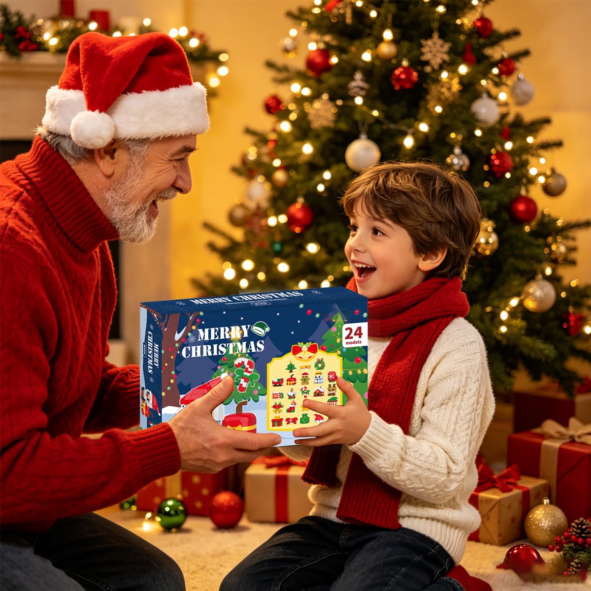 Calendario de Adviento de Navidad 2026, juegos de construcción compatibles con Lego Christmas 24 días, regalos de cuenta regresiva de 24 paquetes, kit de microbloques de construcción de modelos de
