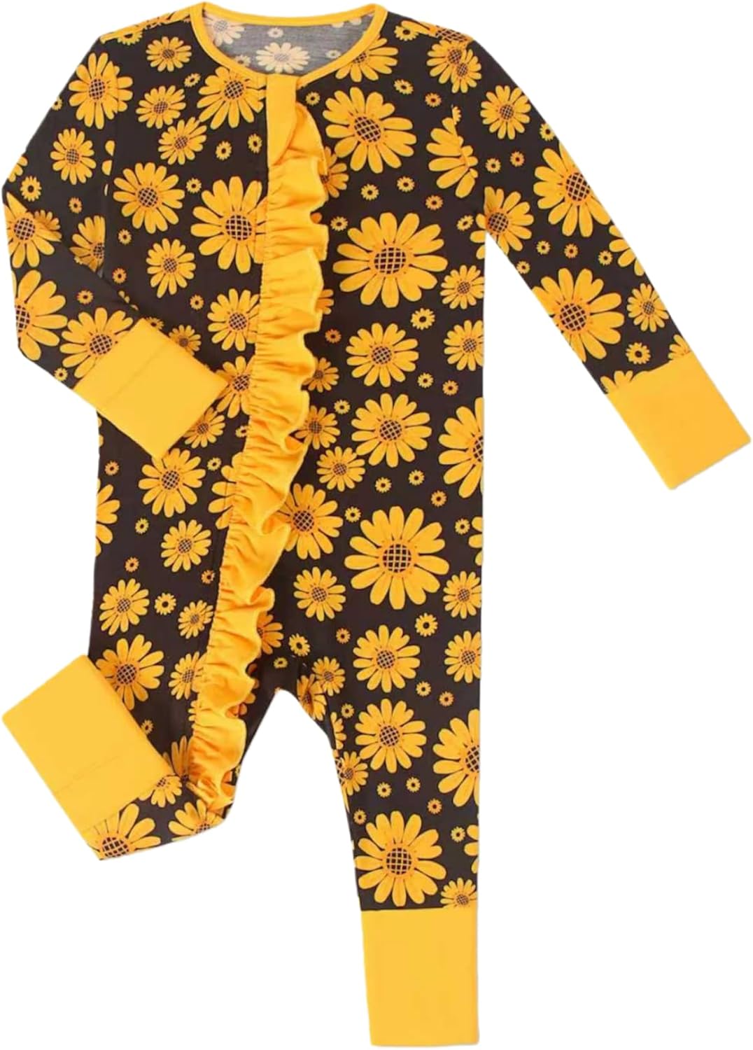 Unisex Baby Bamboo Viscose Long Sleeve Romper, Cute Prints Zipper Footless Jumpsuit, Toddler One-Piece Outfits