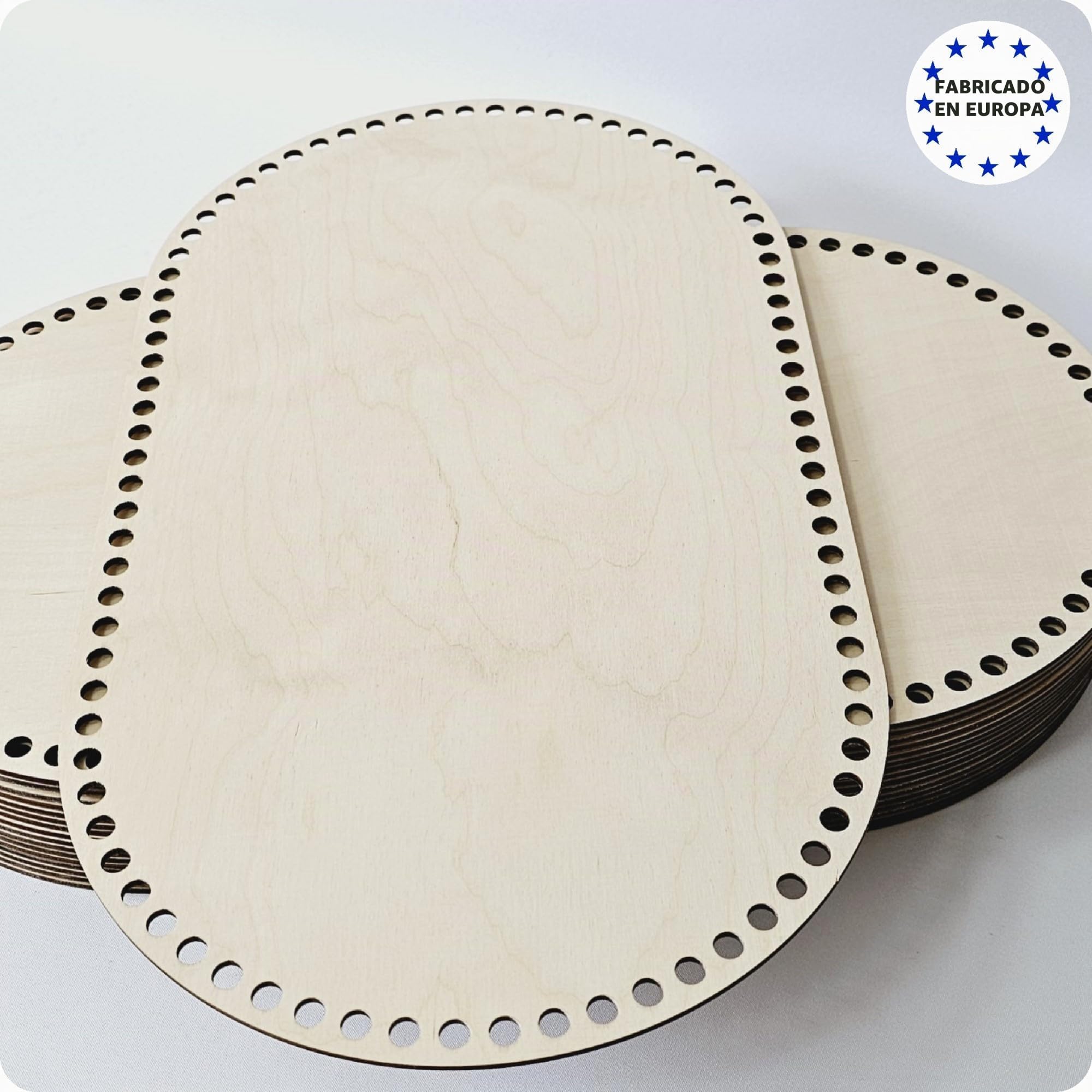 Suelo de madera ovalado para tejer cunas de muñecas, carritos y cestas de Moisés de muñecas (agujeros de 10 mm, 40 x 25 cm)