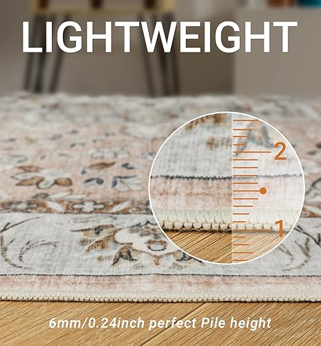 Miniatura 5 de befbee Alfombra lavable de 8 x 10 pies para sala de estar, resistente a las manchas, antideslizante, para dormitorio, alfombra vintage bohemia persa