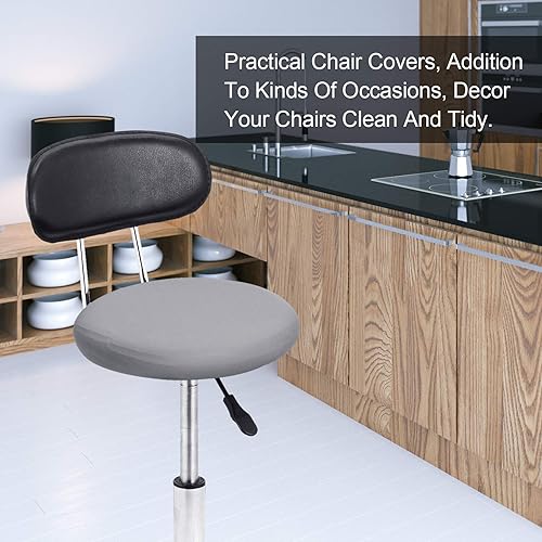 Miniatura 7 de Tatuo Fundas de asiento de taburete de bar redondas, lavables, fundas elásticas para sillas de bar de 14 a 17 pulgadas (gris, 4 piezas)