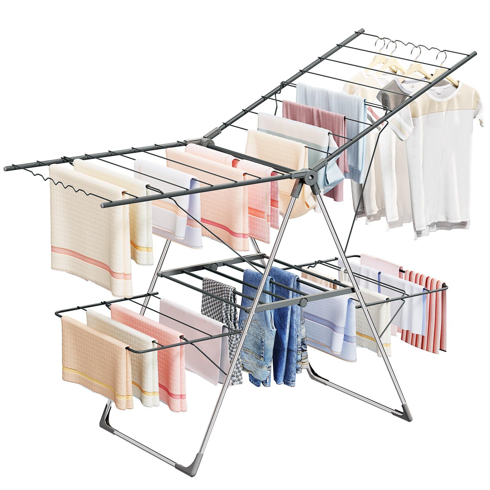 Innotic Tendederos Plegables Portátil Plegado o desplegado en 3 Segundos Ahorra Espacio Tendedero de Ropa para Exterior y Interior (Gris-2)