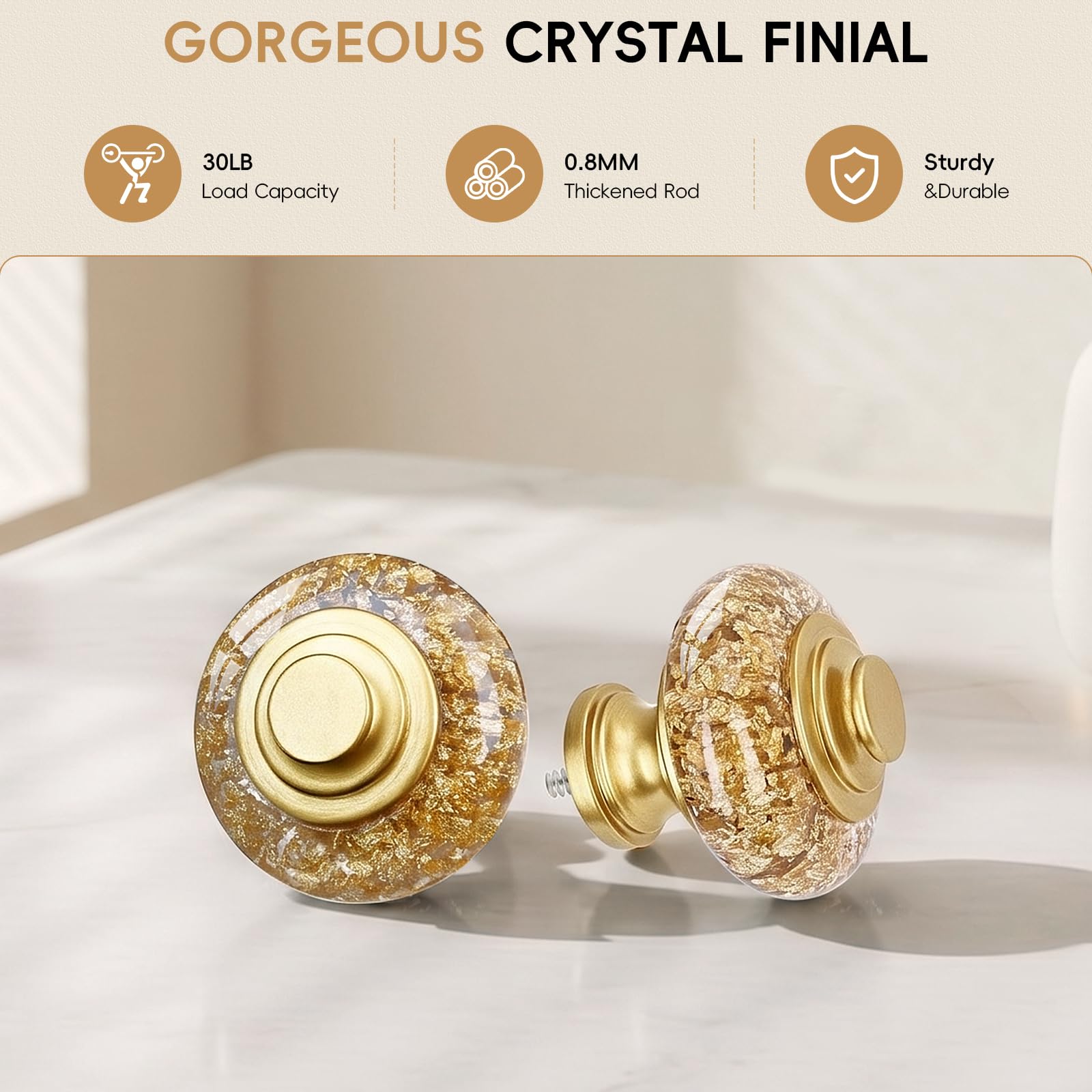 Gold Crystal Curtain Rod - 36-91 Inch, FREE SHIPPING -2 Gold Crystal Curtain Rod - 36-91 Inch, FREE SHIPPING -2