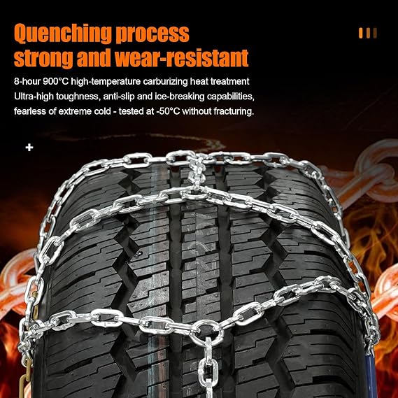 Snow Chains Quick Easy Installation,Tire Traction Chain For Car Trucks SUV, Adjustable Universal Emergency Thickening Tire Chains, Emergency Traction -Set of 2(255/60 R19)