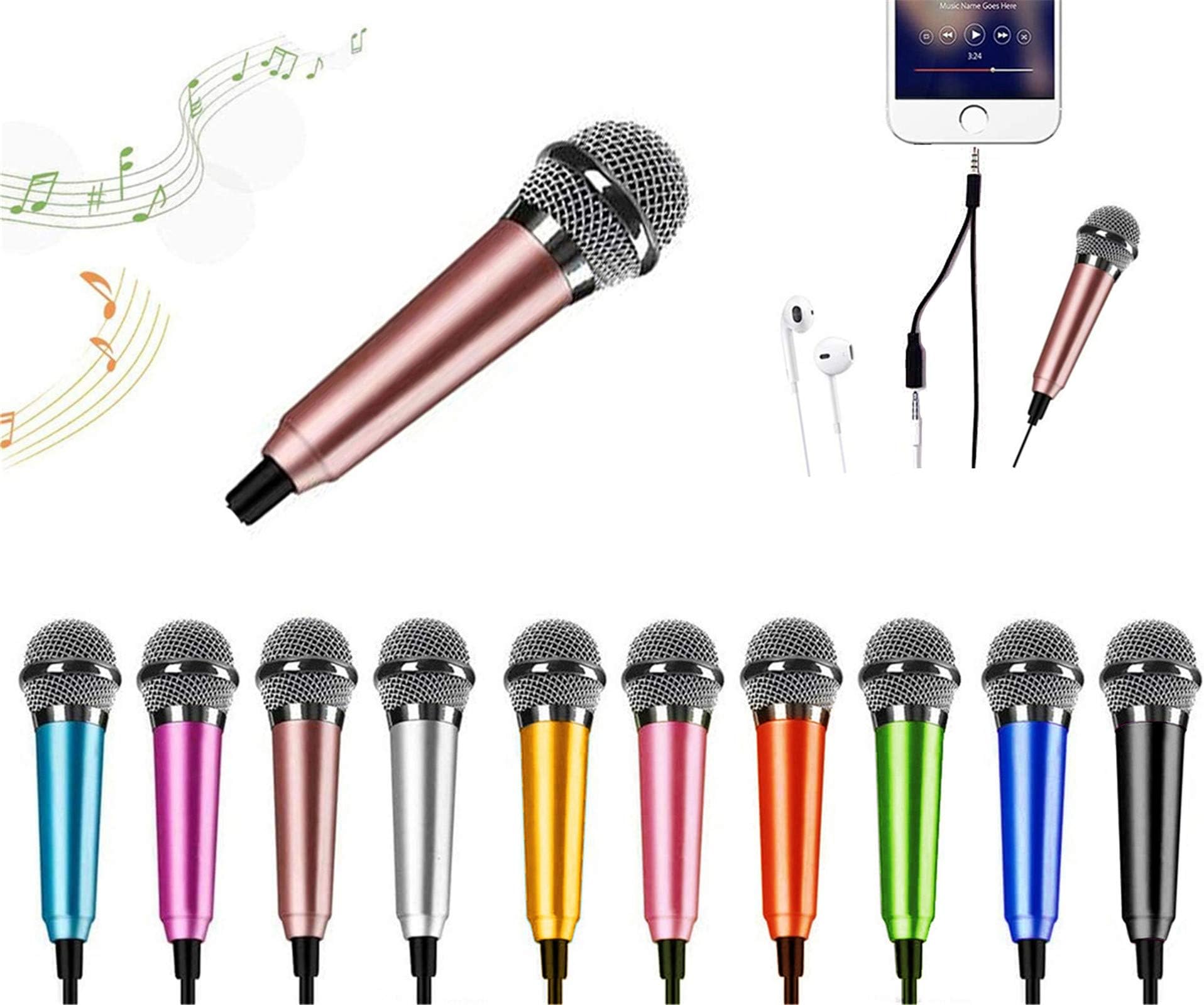 Mini Microphone,Portable Vocal Tiny Microphone, Asmr Microphone ,Phone Microphone, Mini Karaoke Microphone for Voice Recording Chatting And Singing On Iphone,Android,Laptop Notebook（Rose gold）