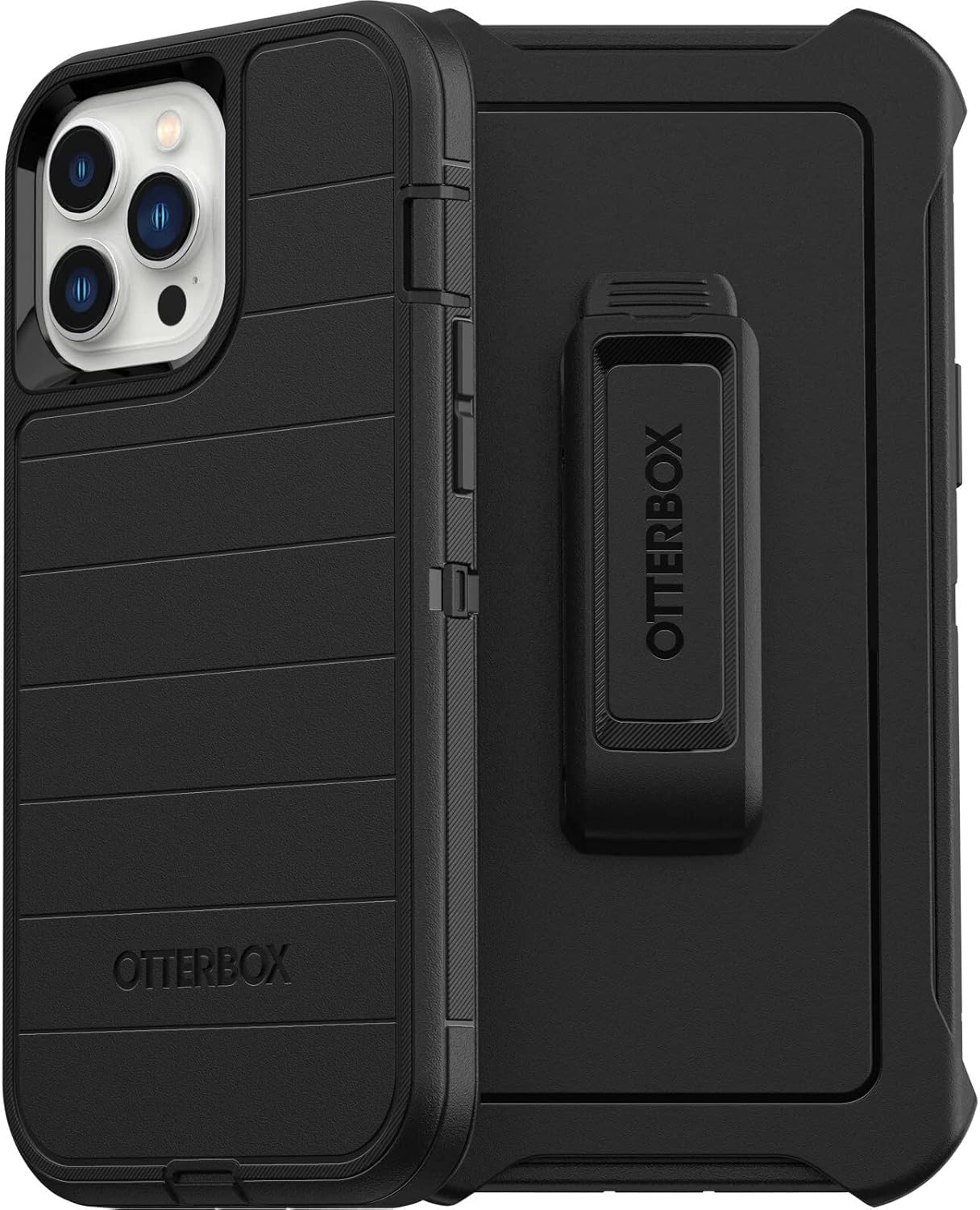 Otterbox Defender Series Screenless Edition Case for iPhone 13 Pro Max & iPhone 12 Pro Max (Only) - Holster Clip Included - Microbial Defense Protection - Non-Retail Packaging - Black