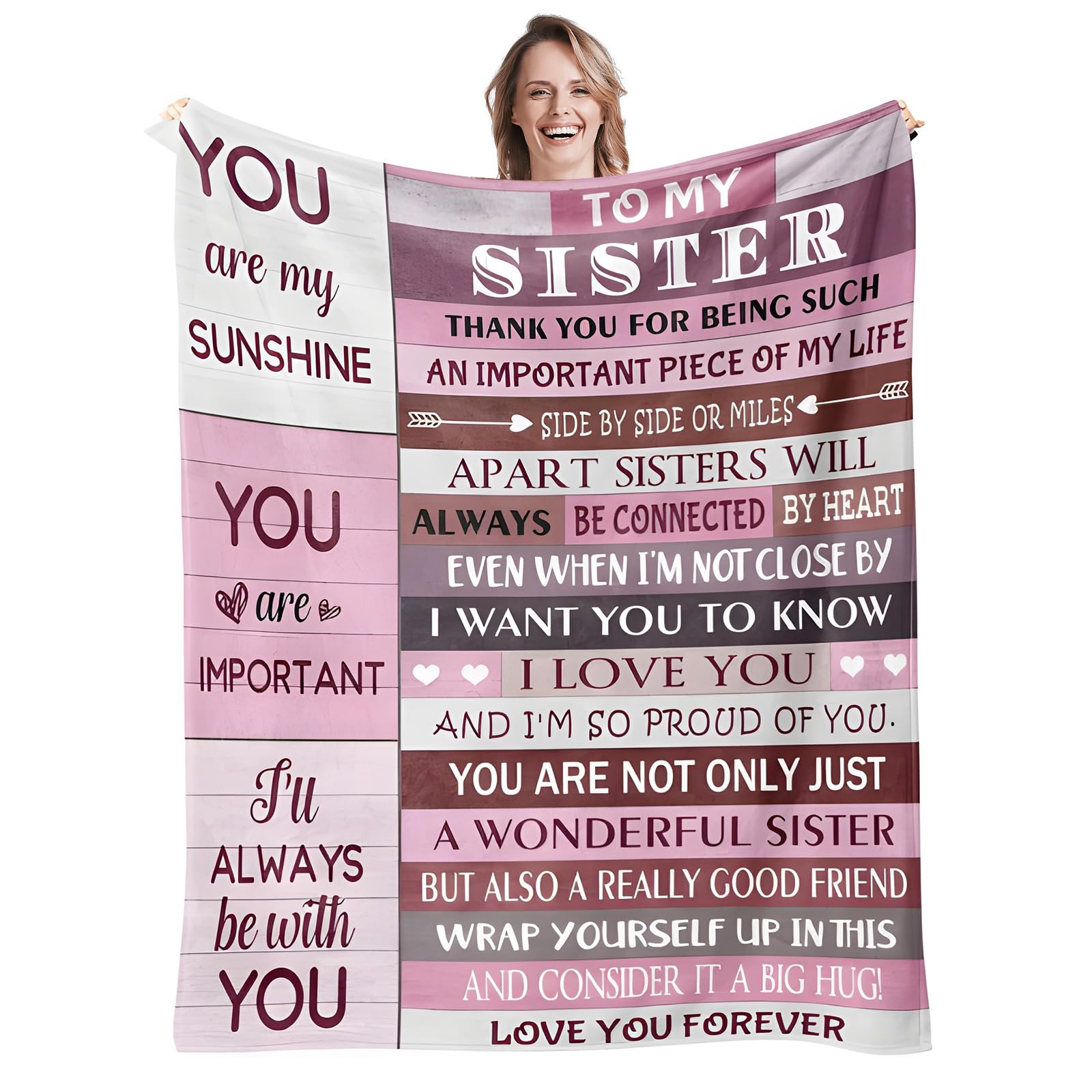 Sister Gifts Blanket, Gifts for Sister, Happy Birthday Gifts for Sister, Friendship Throw to My Best Friend, Bestie, Soul Sister - Friendship Gifts for Women Friends, 50"X60" （sister）