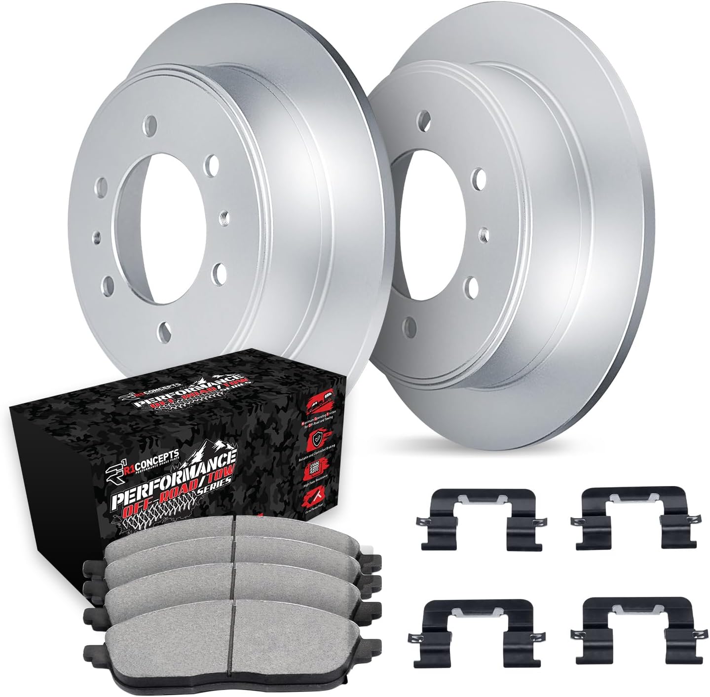 R1 Concepts Carbon Series Rear Brake Kit Performance Off-Road Pads  Rotors Hardware Kit WDVH1-67001