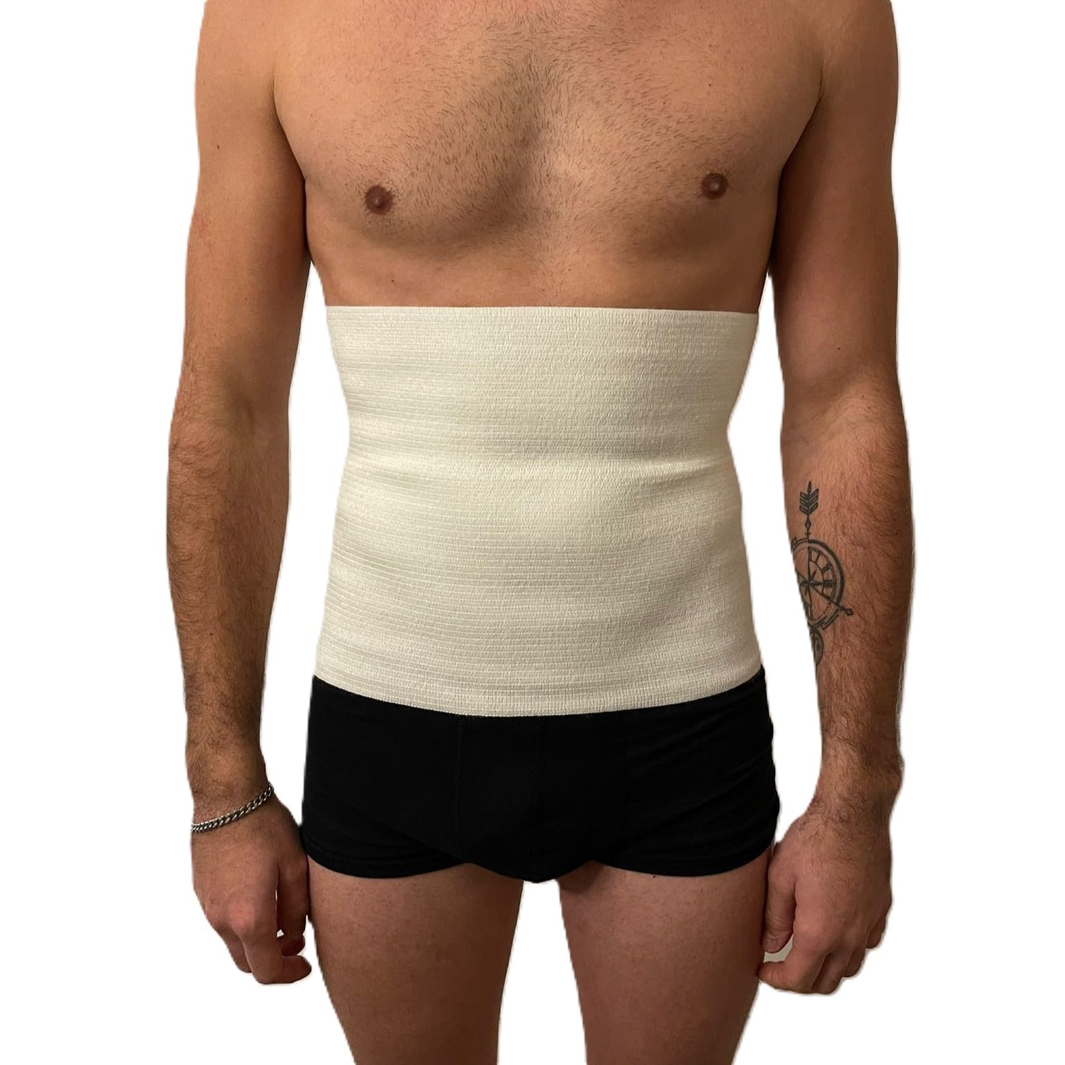 eMMe SQUARE Fascia Lombare Termica in Lana e Cotone, Supporto Schiena e Addome, Traspirante ed Elastica, Made in Italy, per Dolori Lombari e Muscolari, 29 cm di altezza (Bianco, XL)