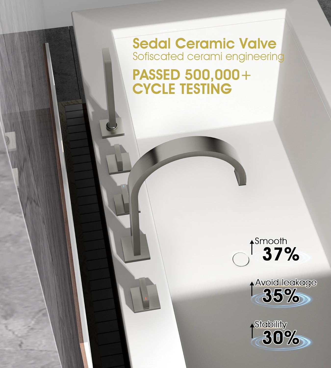 Roman Bathtub Faucet Set with Handheld Sprayer and Rough-in Valve Widespread Deck Mount 5 Hole Classic High Arch Tub Faucets Trim Kit 3 Handle with Diverter Lever Bath Tub Filler (Brushed nickel)