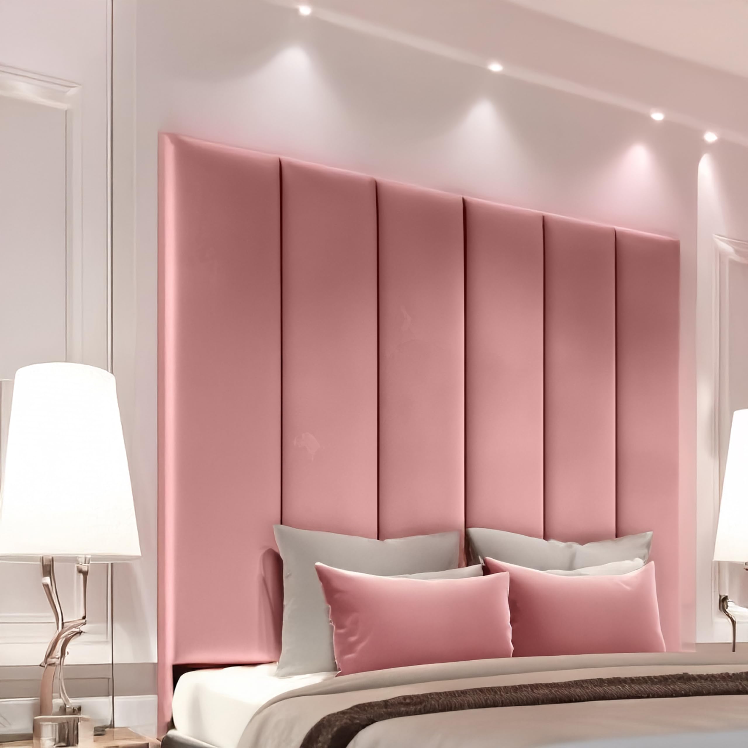luxisleepltd Panels Tallest Plush velvet Fabric headboards Upholstered Headboard for divan bed frame sizes 3FT Single Small Double 4FT Double 4FT6 Kingsize 5FT + (Pink, 6ft S-king-60'' Tall)