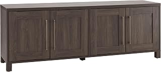 Henn&Hart 68" TV Stand for TVs up to 75", Rich Brown | Transitional styling with enclosed cabinets, adjustable shelves, and cable management for tidy media organization