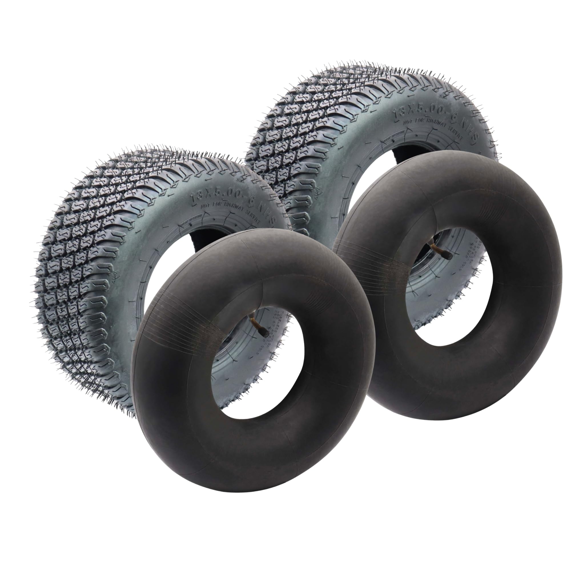 SECURA 2x pneus incl. chambres à air 13x5.00-6 valve coudée compatible avec tondeuse autoportée