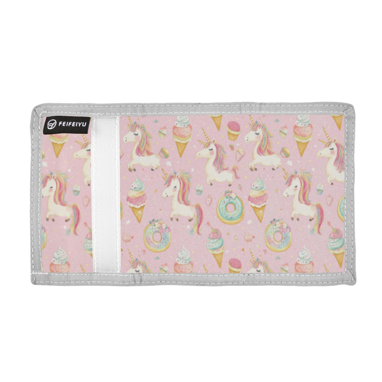 Wusikd Cartoon Unicorns Kids Wallet for Boys Girls Doughnuts Toddler Trifold Wallet Novelty Wallet for Teens Women Men