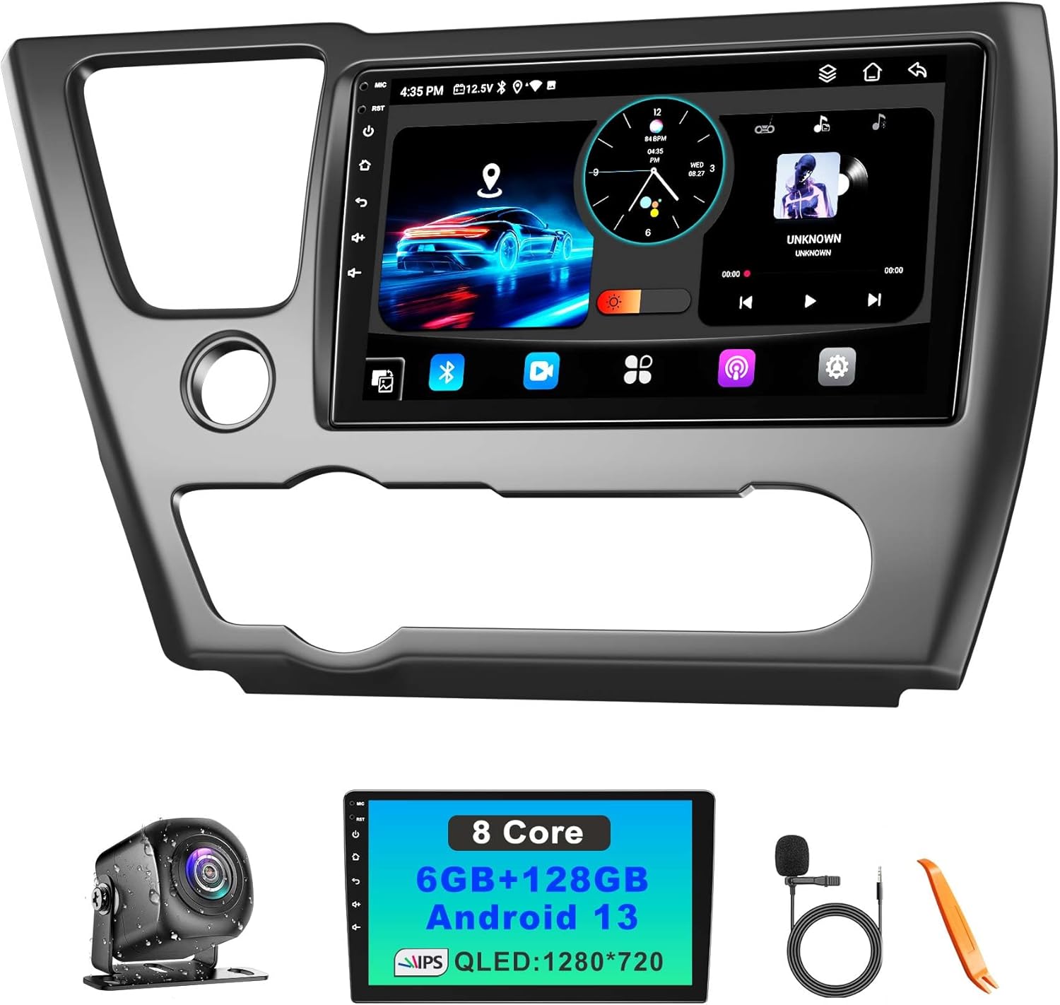 8 Core 6GB+128GB Car Radio for Honda Civic 2013-2017(Only US Version),9 Inch QLED Screen Civic Stereo with Carplay&Android Auto,WiFi,GPS Navigation,Bluetooth5.0,FM&AM Radio 8 Core 6GB+128GB Car Radio for Honda Civic 2013-2017(Only US Version),9 Inch QLED Screen Civic Stereo with Carplay&Android Auto,WiFi,GPS Navigation,Bluetooth5.0,FM&AM Radio