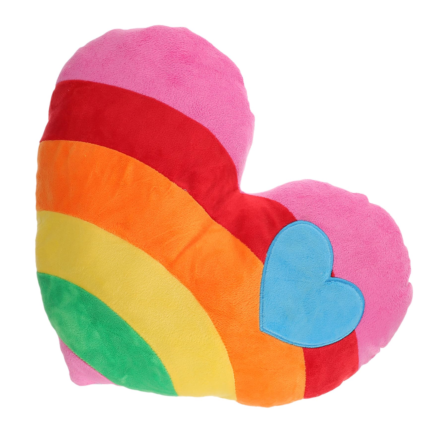 Coussin coeur arc-en-ciel 40x40 cm en peluche et coton PP TEHAUX pour decoration