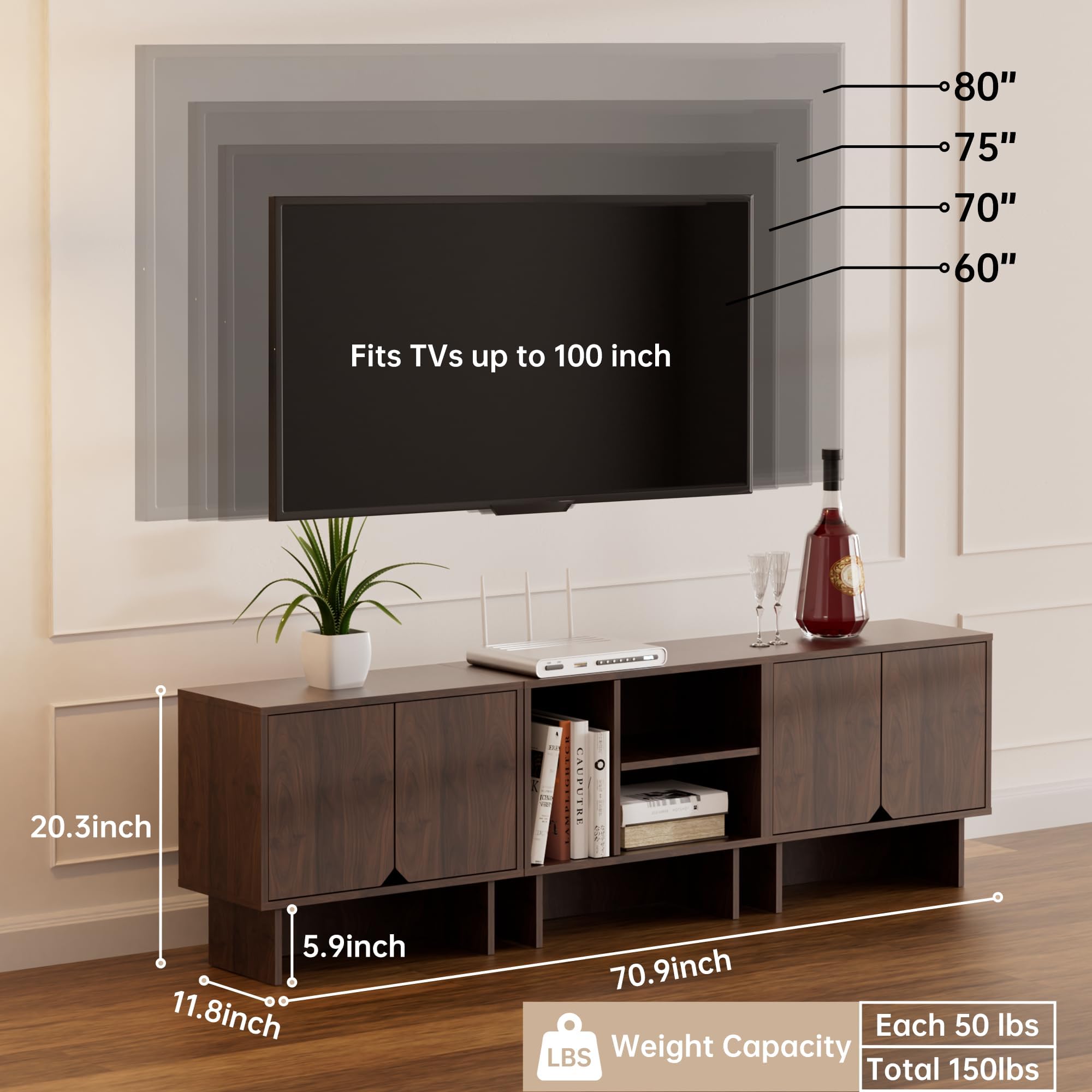 Photo 1 of Lab Cosi 70 Inch Walnut TV Stand Entertainment Center