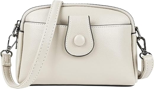 FLYMANN Ladies Crossbody Shoulder Bag, White Faux Leather, Multi-Compartment Design with Adjustable Strap, Card Slots, Zip...