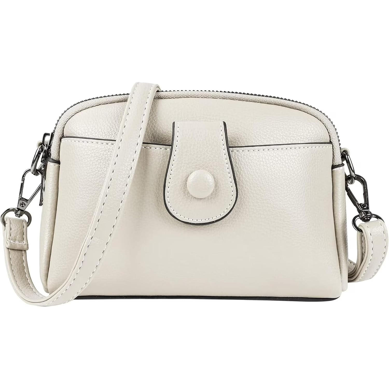 FLYMANN Ladies Crossbody Shoulder Bag, White Faux Leather, Multi-Compartment Design with Adjustable Strap, Card Slots, Zip...