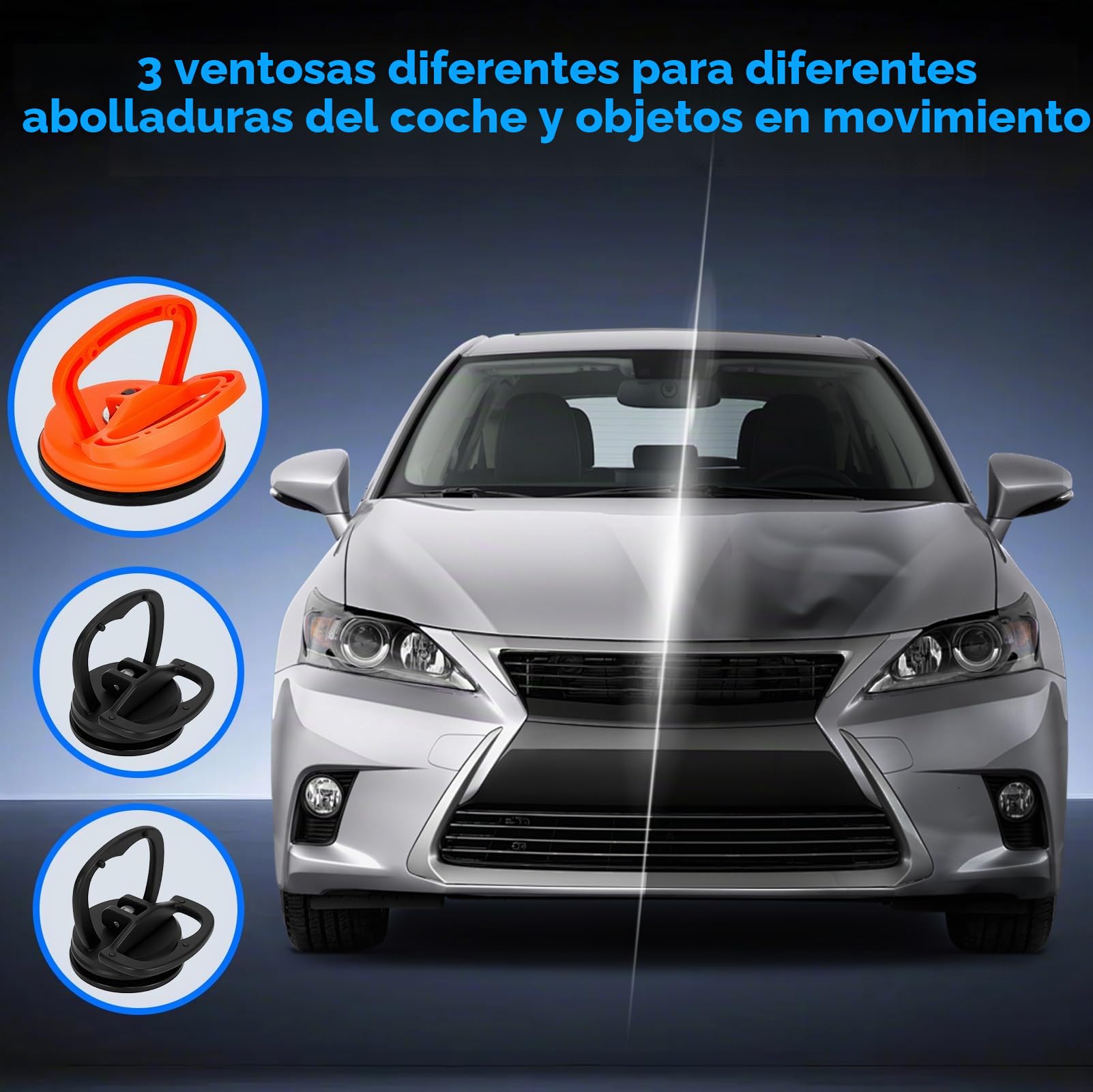Kit Extractor Abolladuras Coche 120Pcs con Pistola de Pegamento, Extractor, Martillo y Ventosas, Kit de Reparación de Abolladuras sin Pintura para Coches, Motos y Electrodomésticos Metálicos