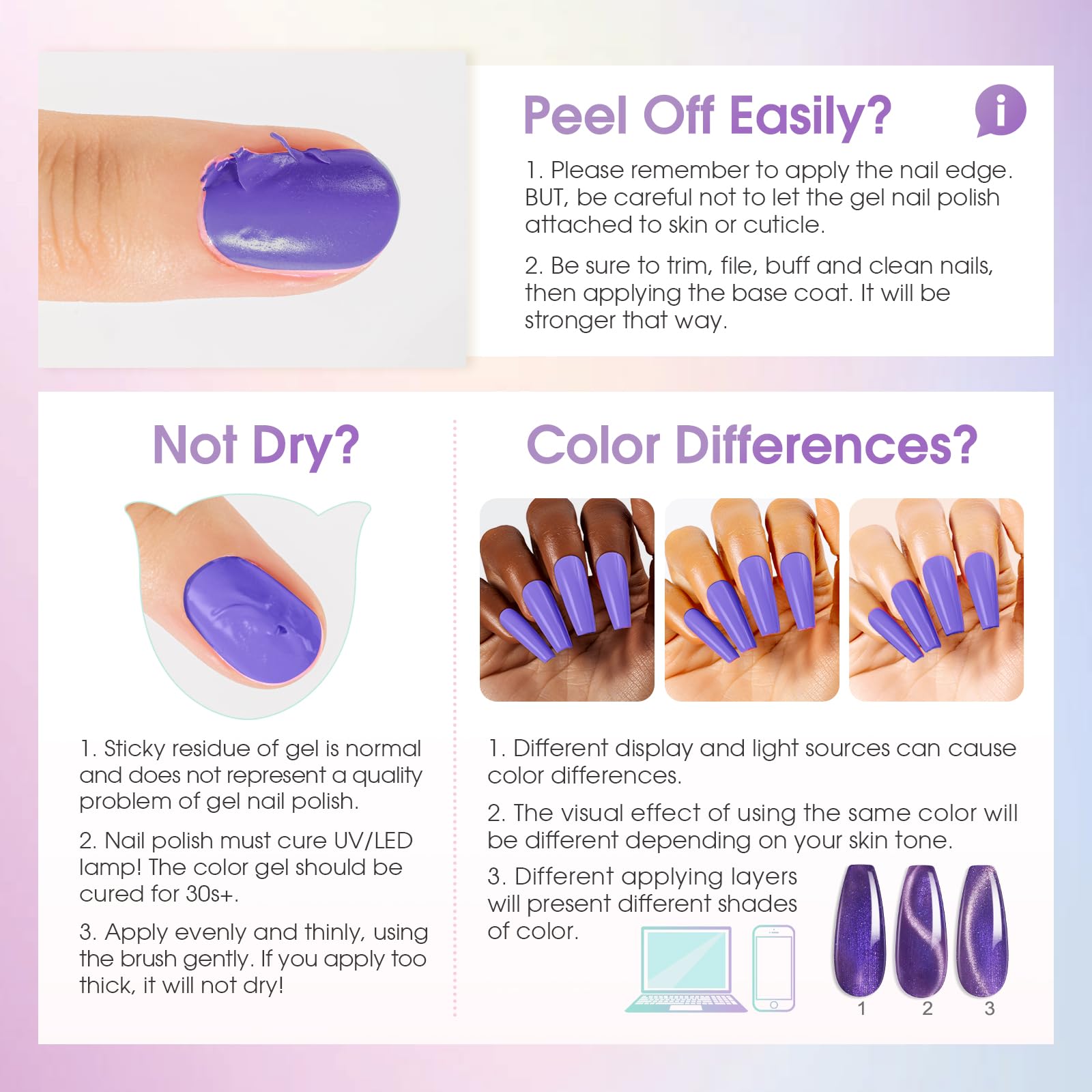 ROSALIND Zestaw lakierów do paznokci Aurora Cat Eye, 6 kolorów Fioletowy Niebieski Brązowy Zestaw żeli do paznokci Cat Eye z Manget, Soak off UV/LED długotrwały lakier żelowy Manicure dla kobiet