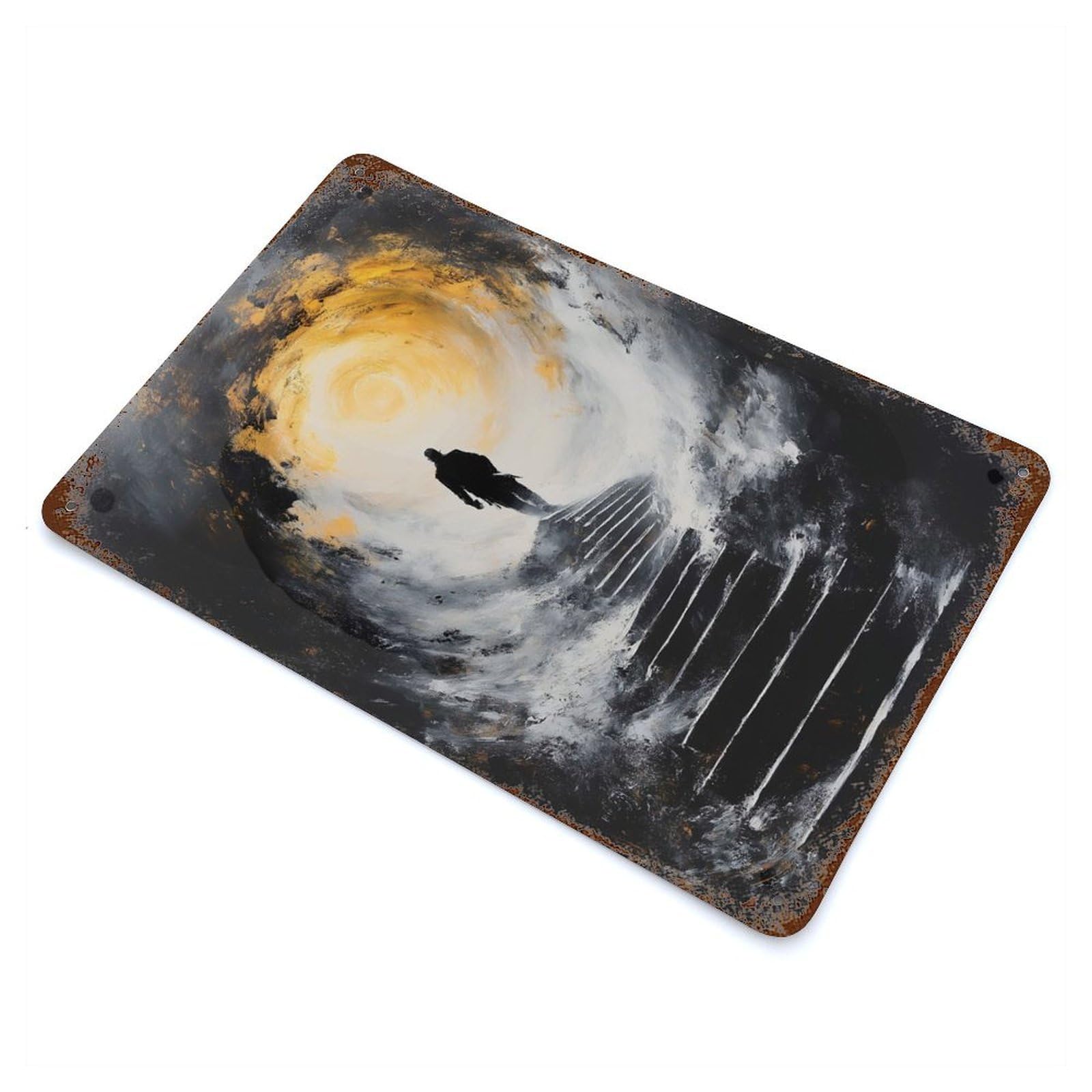 Garage Style Ascend Into Light – Mystical Journey Upward Into The Unknown Rusty Metal Tin Sign 11.8"x7.9", Novelty Wall Decor for Bar And Workshop