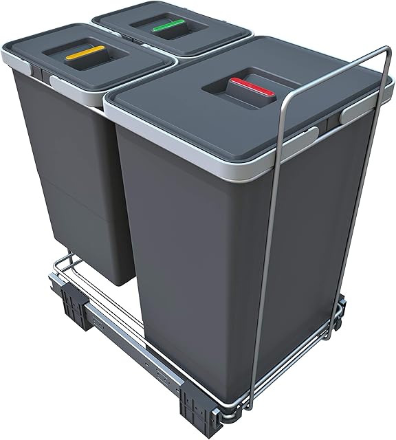 Elletipi ECOFIL PF01 44B1 Removable Differentiated Bin for Base, Grey, 30 x 45 x 46 cm