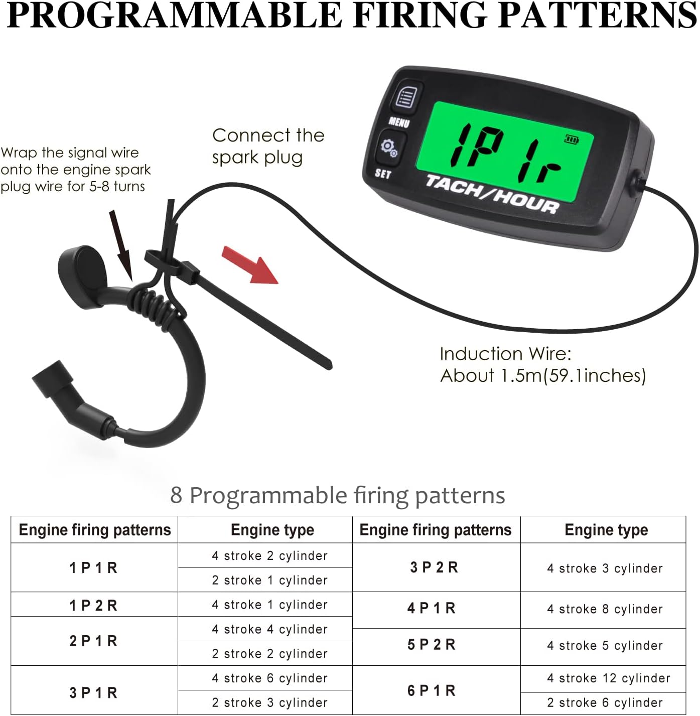 Jayron 2 Pieces Self Powered Digital Induction Tachometer Maintenance Waterproof Backlight Shutdown Hour Meter Battery Replaceable for Lawn Mower Generators Boat Outboard and Gasoline Equiment(2)