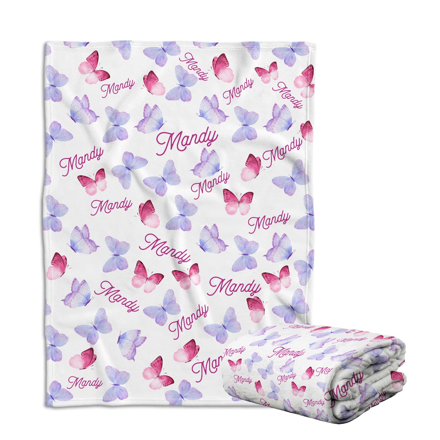 Personalized Baby Blankets for Girls - Custom Name Initials, Soft Plush Swaddle for Newborn Infant Daughter