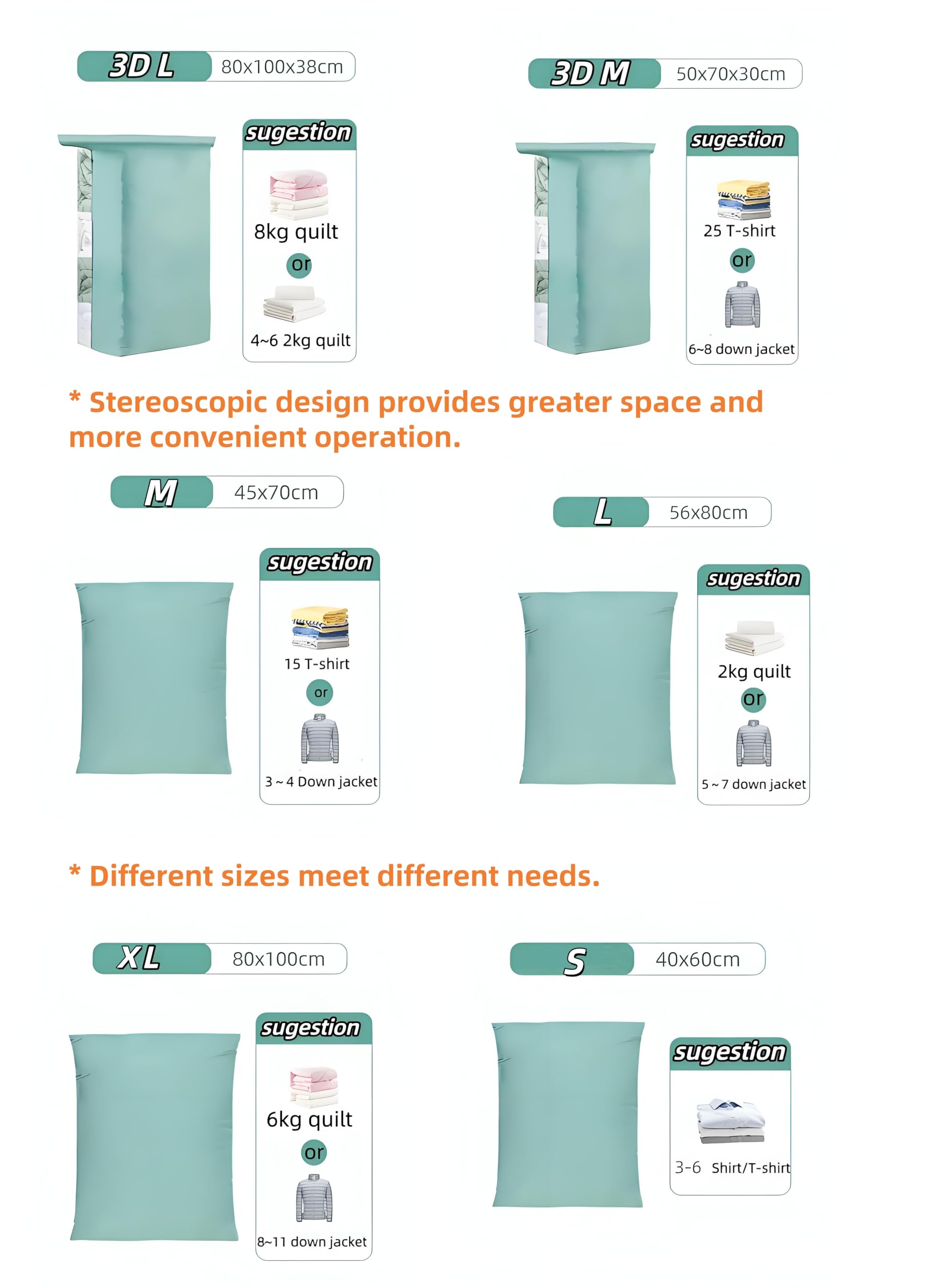 5 Pack Vacuum Compression Storage Bags 5 Sizes Storage Bag | At B&Q