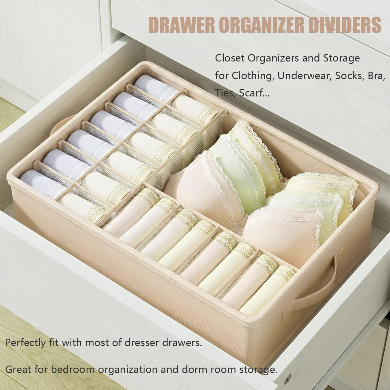 1 Pack Drawer Organizers Clothes, 17 Cell with Lid | Underwear Storage Box