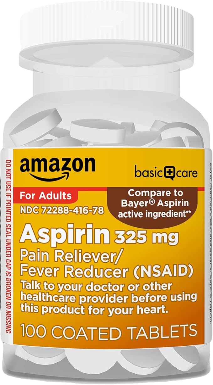 Amazon Basic Care Aspirin Tablets 325 mg, Pain Reliever and