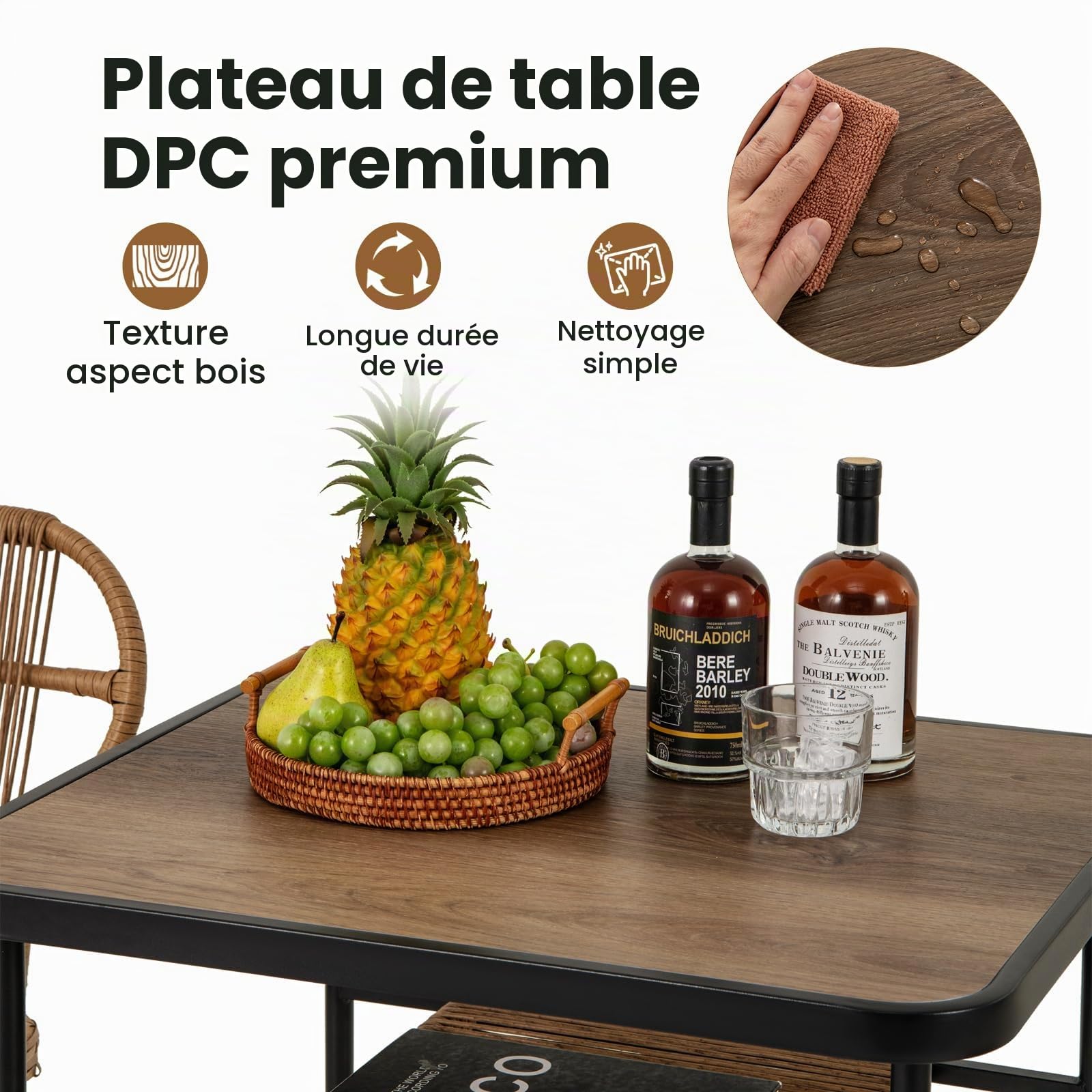 LIFEZEAL Ensemble Table à Manger avec 2 Chaises pour Jardin Extérieur