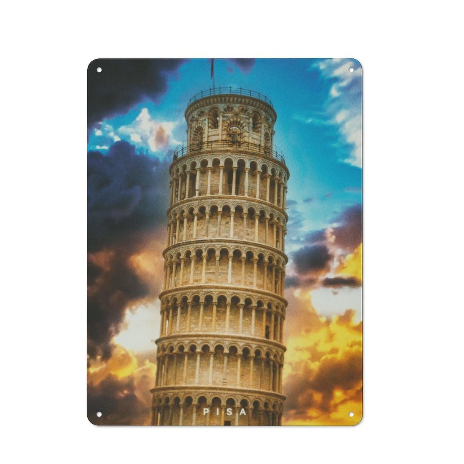 Junmoney Pisa Vintage Metal Plaque 40X30cm For Dining Room Or Kitchen, For Home Decor Collectors Refreshing A Room In Autumn