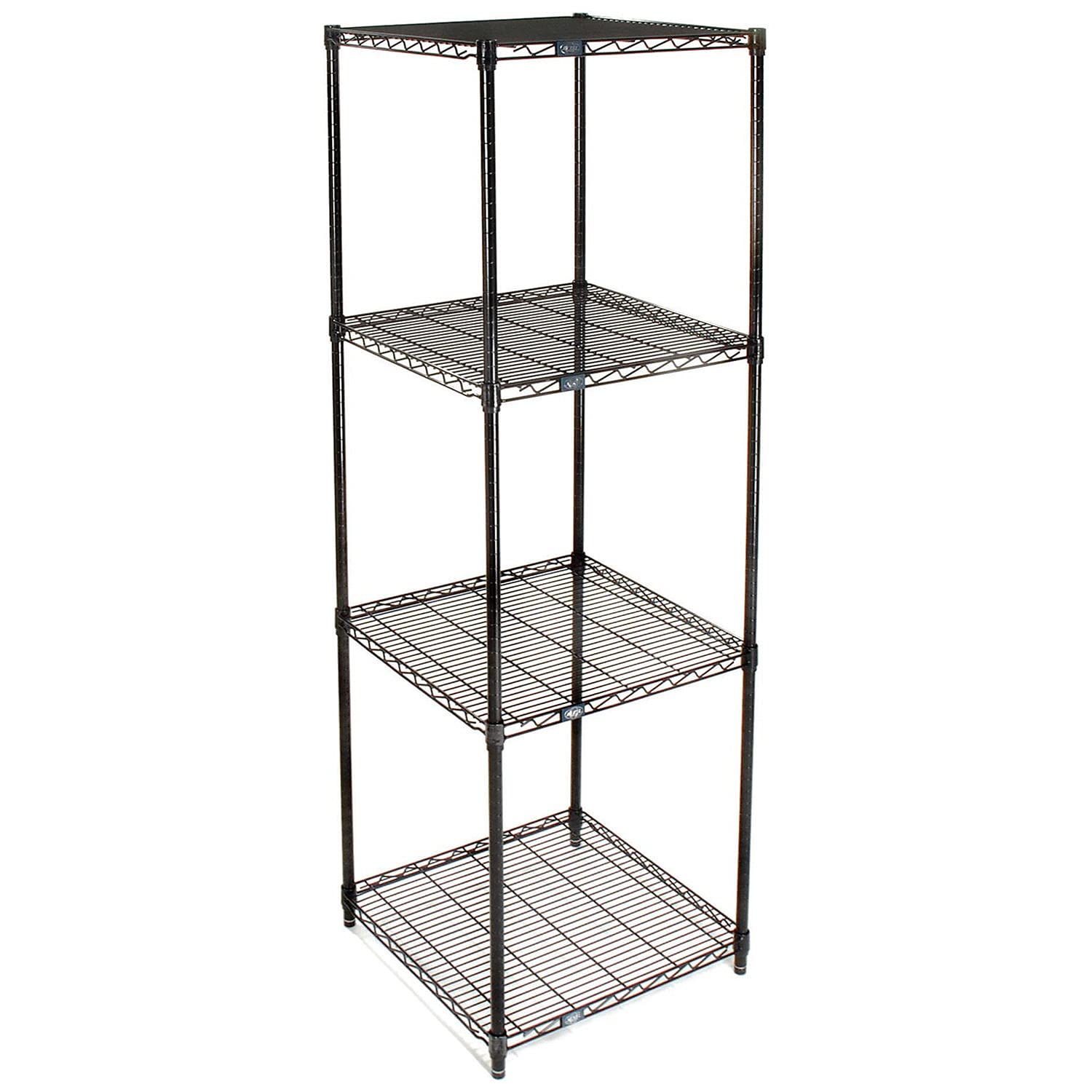 Nexel 24" x 24" x 74", 4 Tier Adjustable Wire Shelving Unit, NSF Listed Commercial Storage Rack, Black Epoxy Finish, leveling feet