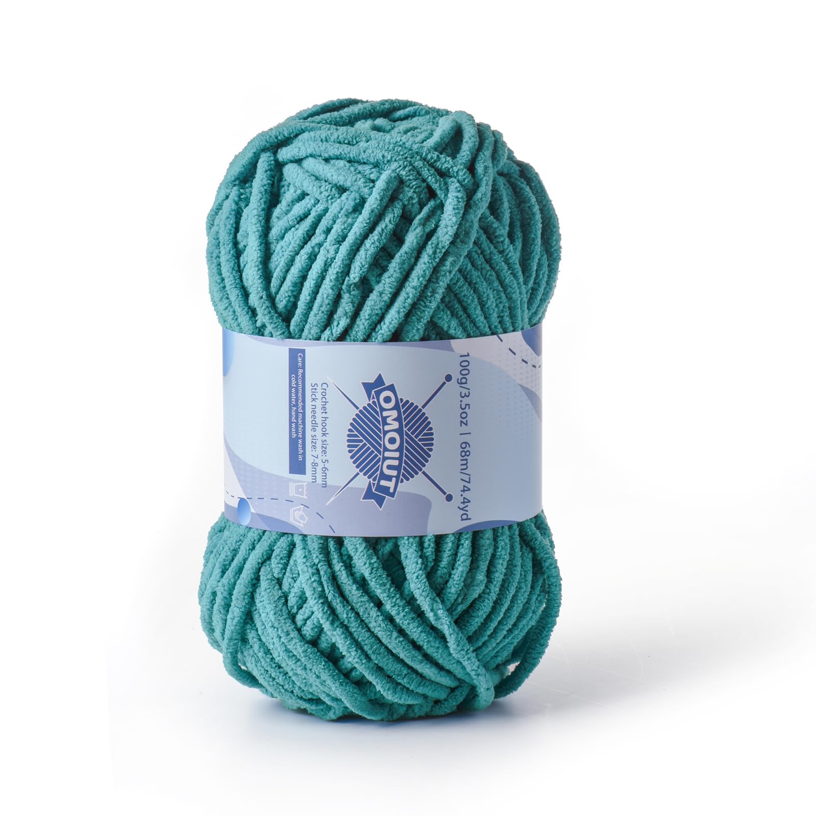 Chunky Chenille Yarn for Crocheting, Baby Yarn for Crocheting Soft Blankets, Bulky Yarns for Crochet Amigurumi, 100g (74.3yds) Fluffy Velvet Yarns for Hand Knitting (Deep Cyan)