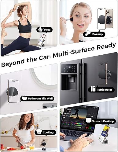 Miniatura 8 de MAGIC JOHN Soporte de teléfono ultra magnético mejorado para tu automóvil, soporte plegable para teléfono de automóvil para tablero, soporte