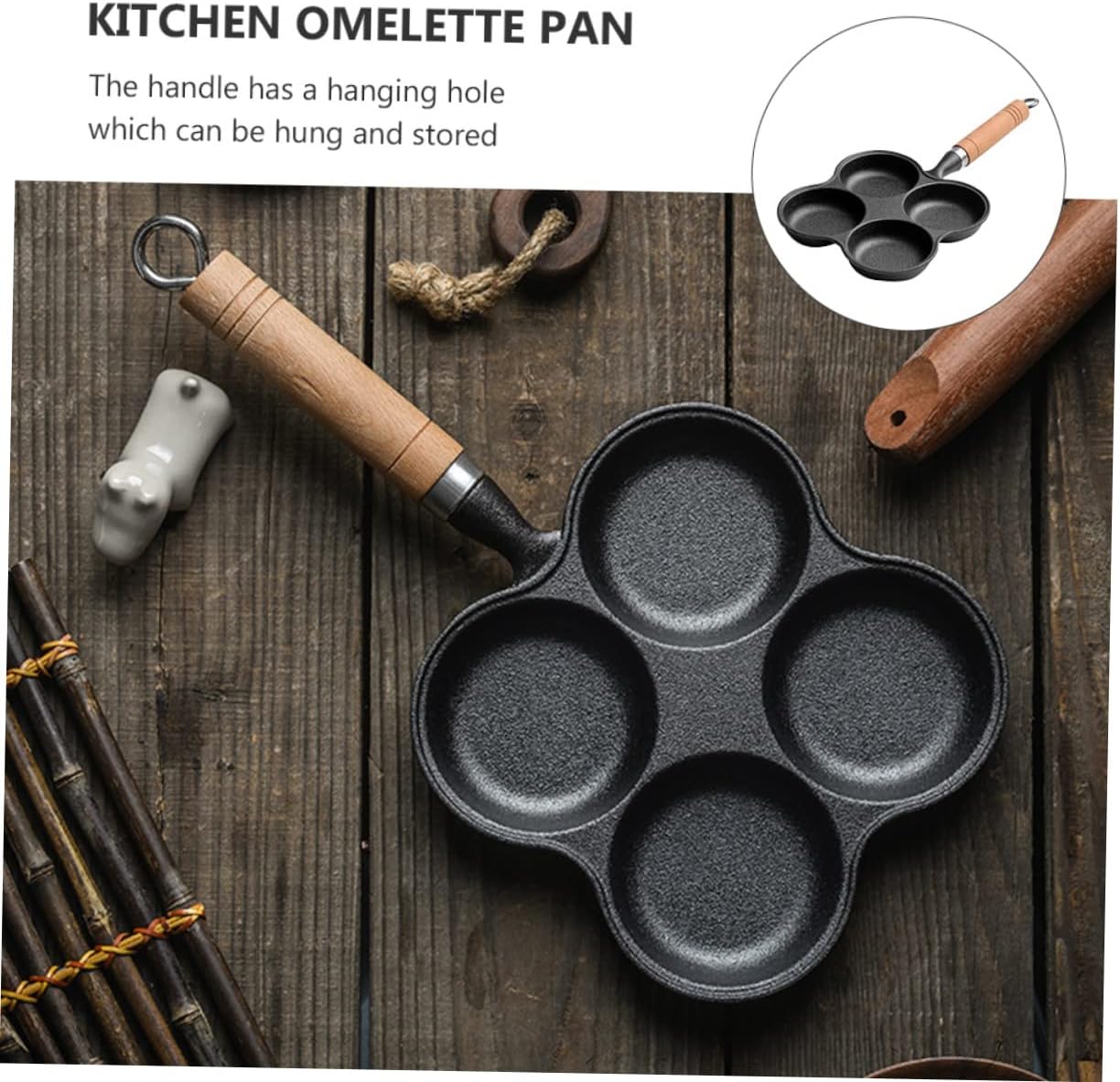 Ciieeo 1pc Induction Frying Pan Omelet Pan Handle Hole Non-stick Burger Egg Scrambler Kitchen Tool