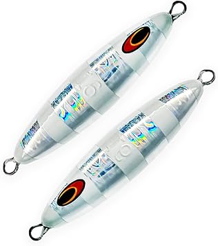 Eddie Bomb Jigs 5 Inches, 16oz, Silver Zebra Glow Color, 2 Pcs Unrigged