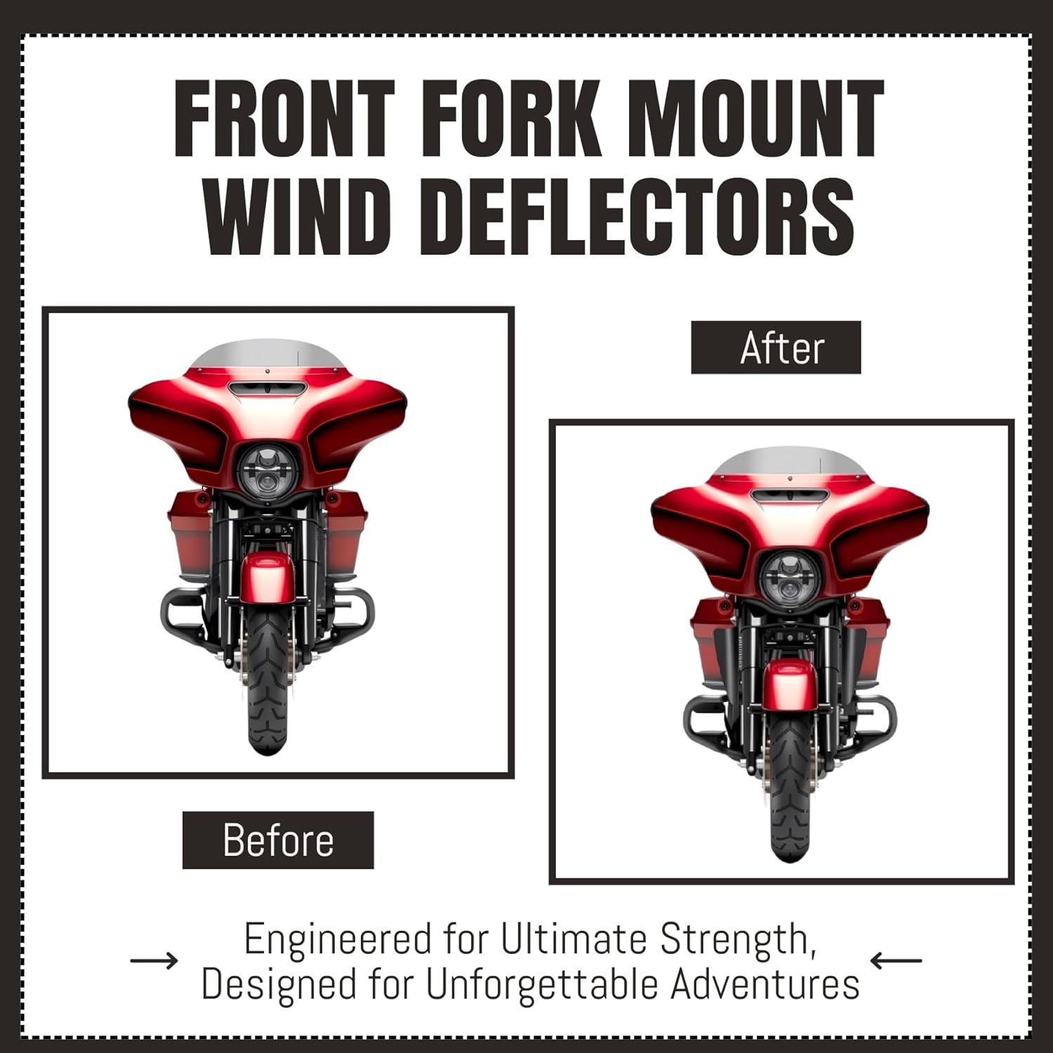 Front Fork Mount Wind Deflectors Windshield for Harley Touring Road King Street Glide Electra Glide FLHT FLHR FLHX 1995-2022 (Black)